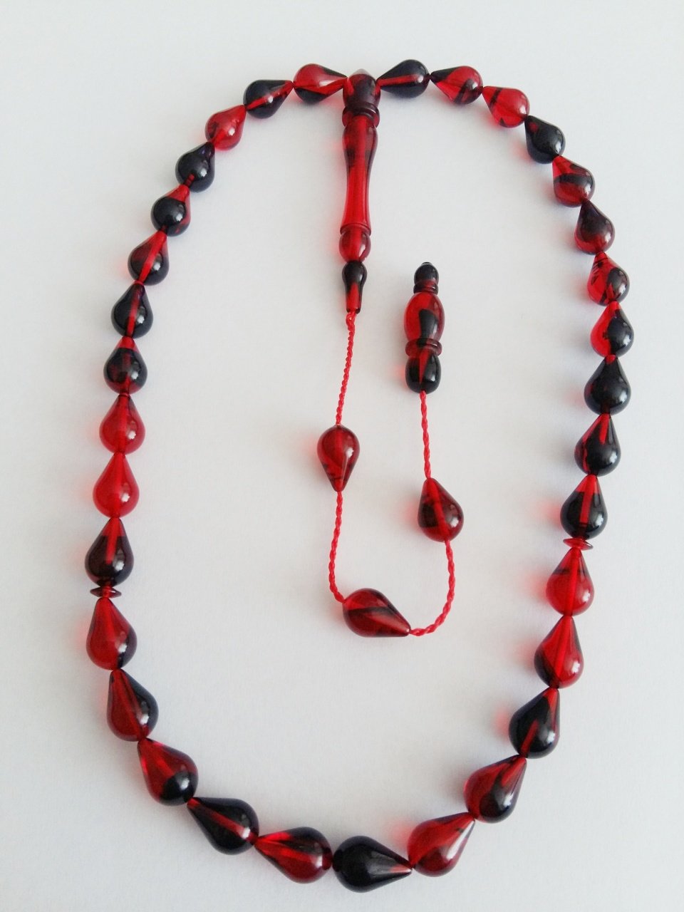 Sistem Püsküllü Göz Yaşı Damla Kesim Hareli Sıkma Kehribar Tesbih