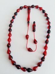 Sistem Püsküllü Göz Yaşı Damla Kesim Hareli Sıkma Kehribar Tesbih