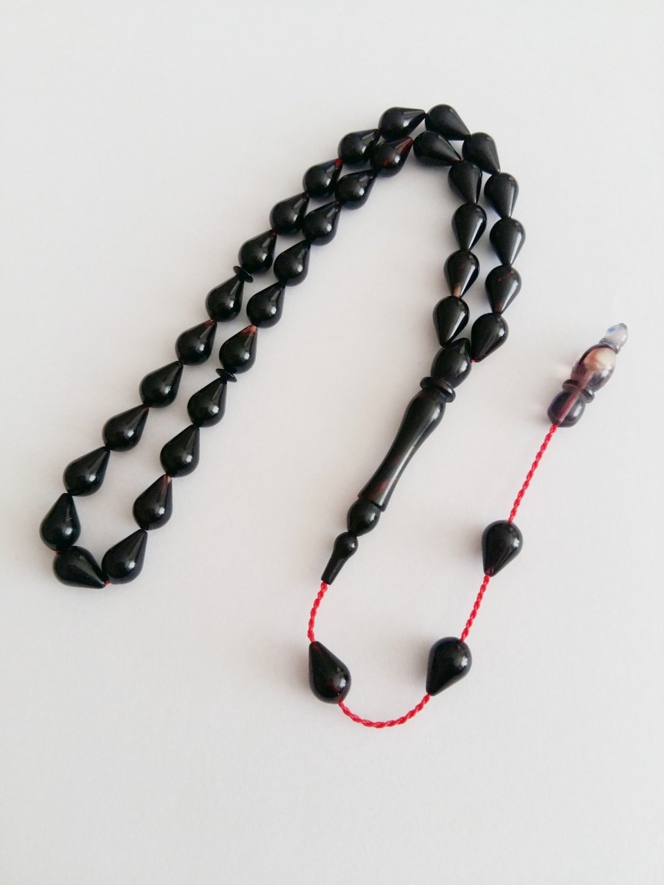 Sistem Püsküllü Göz Yaşı Damla Kesim Hareli Sıkma Kehribar Tesbih