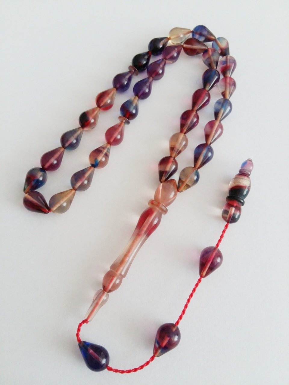 Sistem Püsküllü Göz Yaşı Damla Kesim Hareli Sıkma Kehribar Tesbih