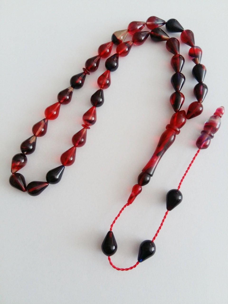 Sistem Püsküllü Göz Yaşı Damla Kesim Hareli Sıkma Kehribar Tesbih