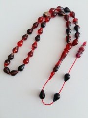 Sistem Püsküllü Göz Yaşı Damla Kesim Hareli Sıkma Kehribar Tesbih