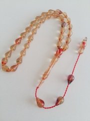 Sistem Püsküllü Göz Yaşı Damla Kesim Hareli Sıkma Kehribar Tesbih