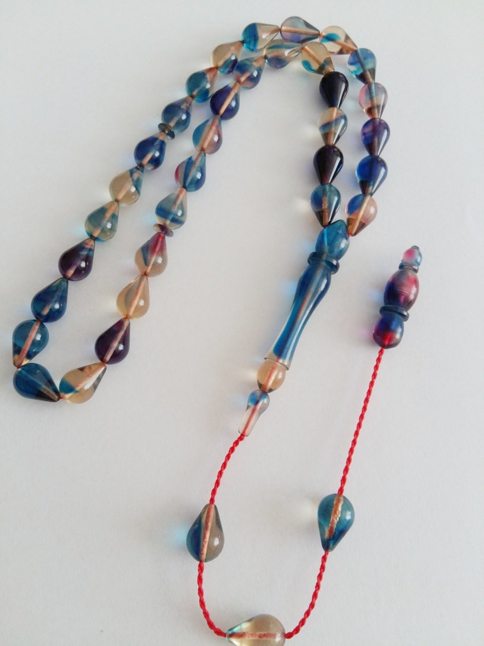 Sistem Püsküllü Göz Yaşı Damla Kesim Hareli Sıkma Kehribar Tesbih