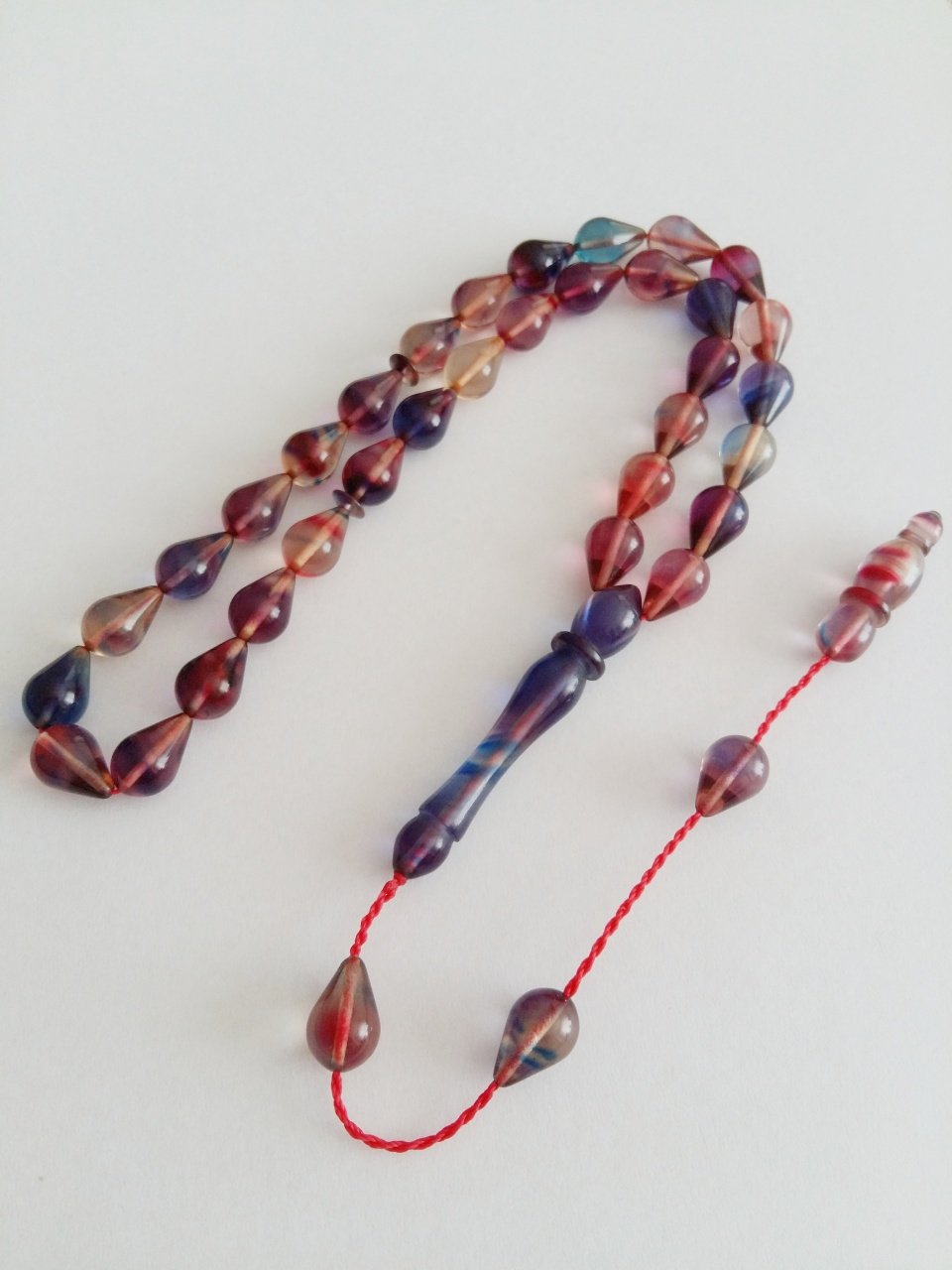 Sistem Püsküllü Göz Yaşı Damla Kesim Hareli Sıkma Kehribar Tesbih