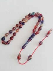 Sistem Püsküllü Göz Yaşı Damla Kesim Hareli Sıkma Kehribar Tesbih