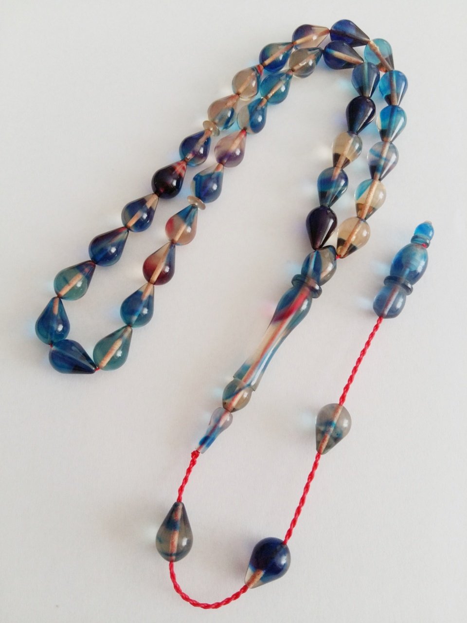 Sistem Püsküllü Göz Yaşı Damla Kesim Hareli Sıkma Kehribar Tesbih