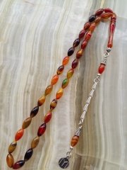 925 Ayar Gümüş Püsküllü Sıkma Kehribar Tesbih