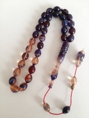 Sistem Püsküllü Yoğun Hareli Tombul Beyzi Kesim İmamesi İşçilikli Sıkma Kehribar Tesbih