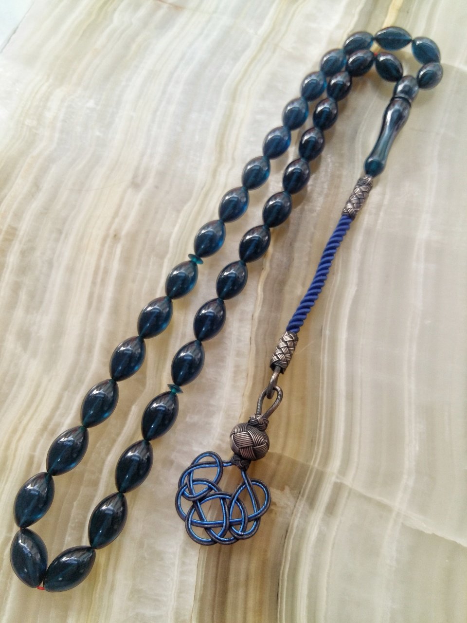 Kazaz Püsküllü Sıkma Kehribar Tesbih