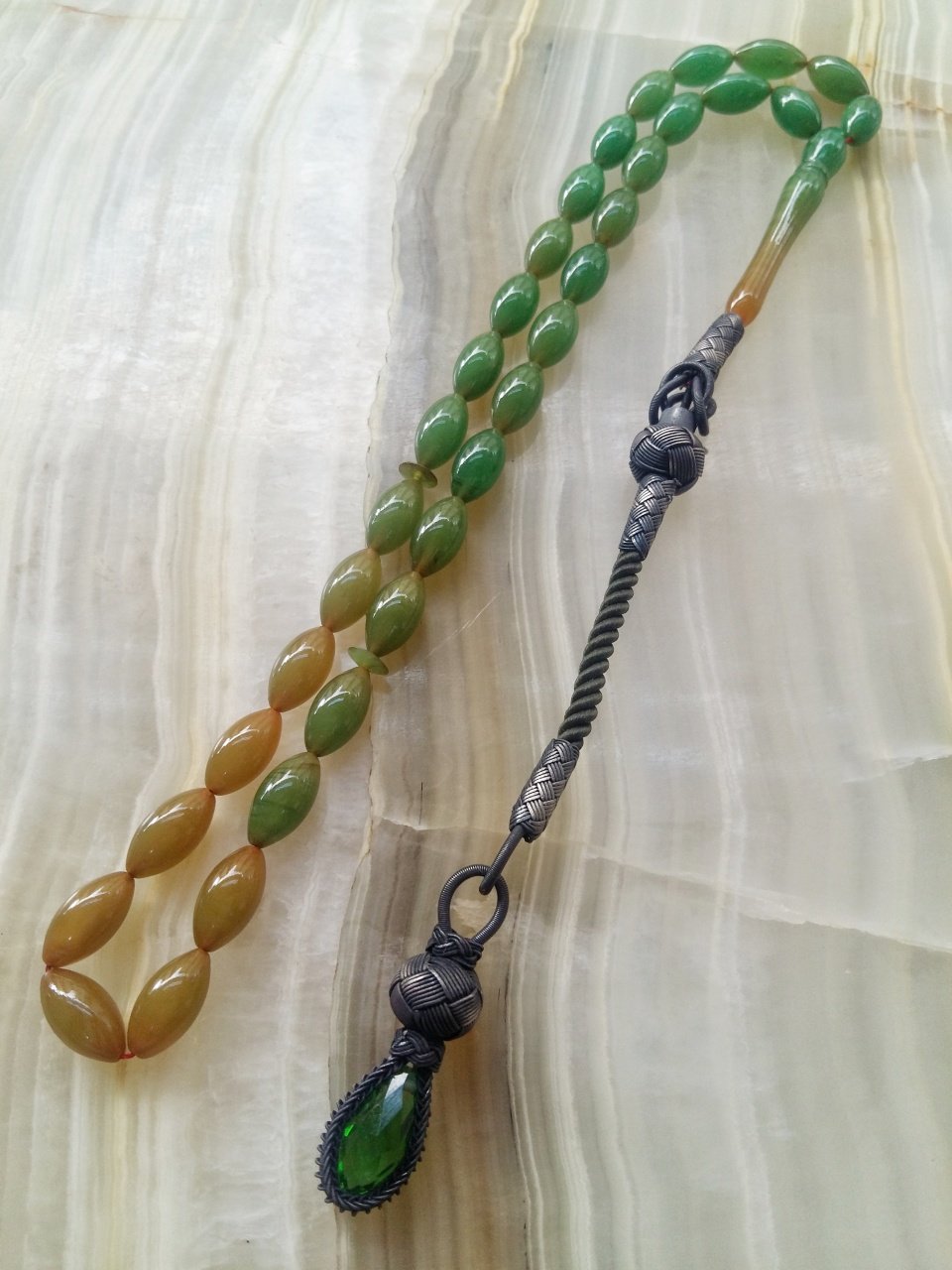 Kazaz Püsküllü Hareli Sıkma Kehribar Tesbih