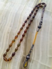 Kazaz Püsküllü Hareli Sıkma Kehribar Tesbih