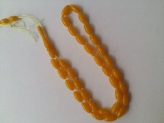 Minik Boy Arpa Kesim Sıkma Kehribar Tesbih