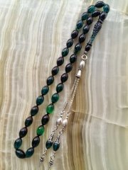 Imamesi Işlemeli 925 Ayar Gümüş Püsküllü Özel İşçilikli Atölye Yapımı Elde Yağ Gibi Çekimi Olan Birinci Sınıf Malzemeden Yapılmış Ateş Kehribar Tesbih