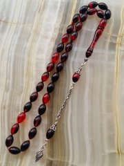 925 Ayar Gümüş Püsküllü Elde Yağ Gibi Çekimi Olan Birinci Sınıf Malzeme Yapımı  İşçilikli, Kolleksiyonluk  ve Günlük Çekime Uygun Ateş Kehribar Tesbih