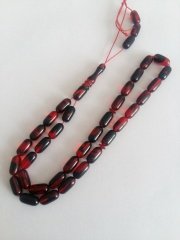 Kapsül Kesim Kırmızı Siyah Hareli Sıkma Kehribar Tesbih