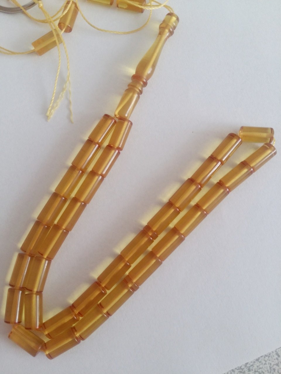 Sarı Şeffaf Kesme Model Ateş Kehribar Tesbih