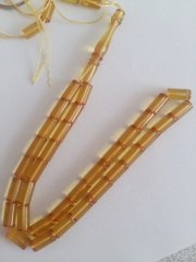 Sarı Şeffaf Kesme Model Ateş Kehribar Tesbih