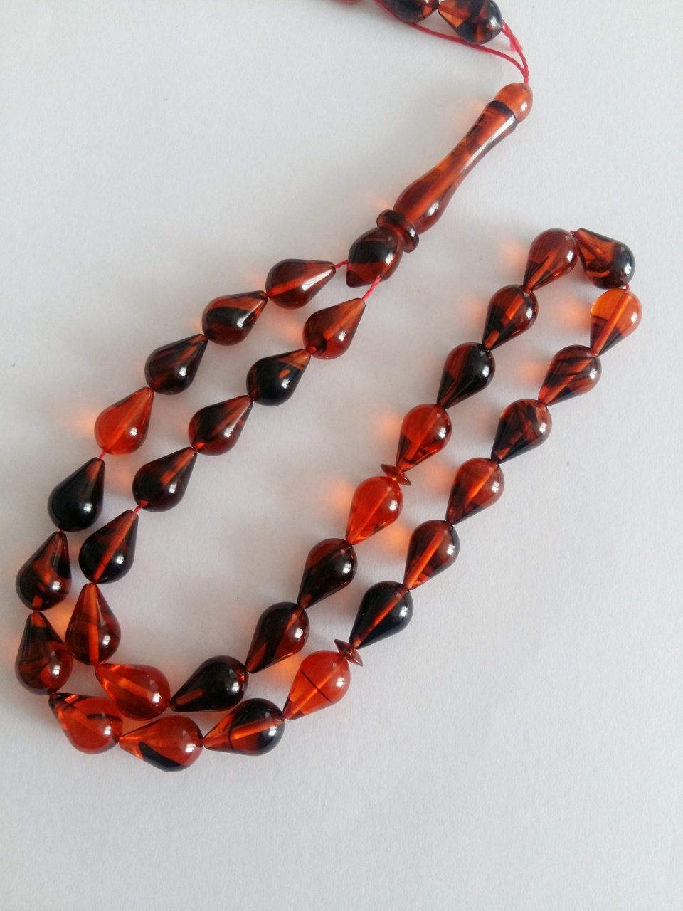 Göz Yaşı Damla Kesim Hareli Sıkma Kehribar Tesbih