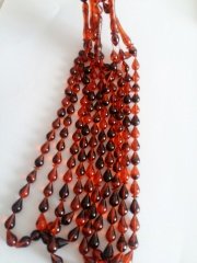 Göz Yaşı Damla Kesim Hareli Sıkma Kehribar Tesbih