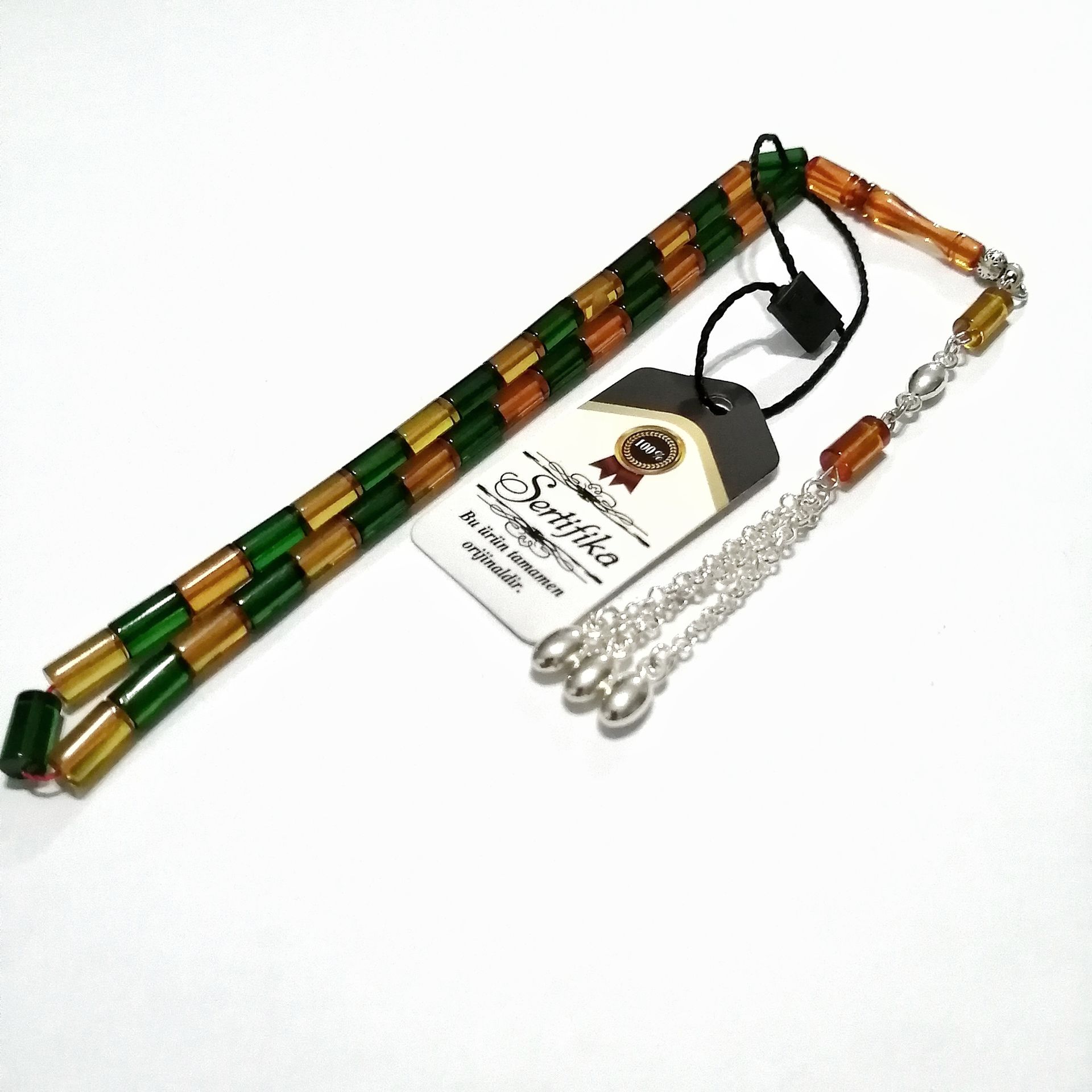 Gümüş Kaplama Alpaka Püsküllü Kesme Model Bonibon Tesbih