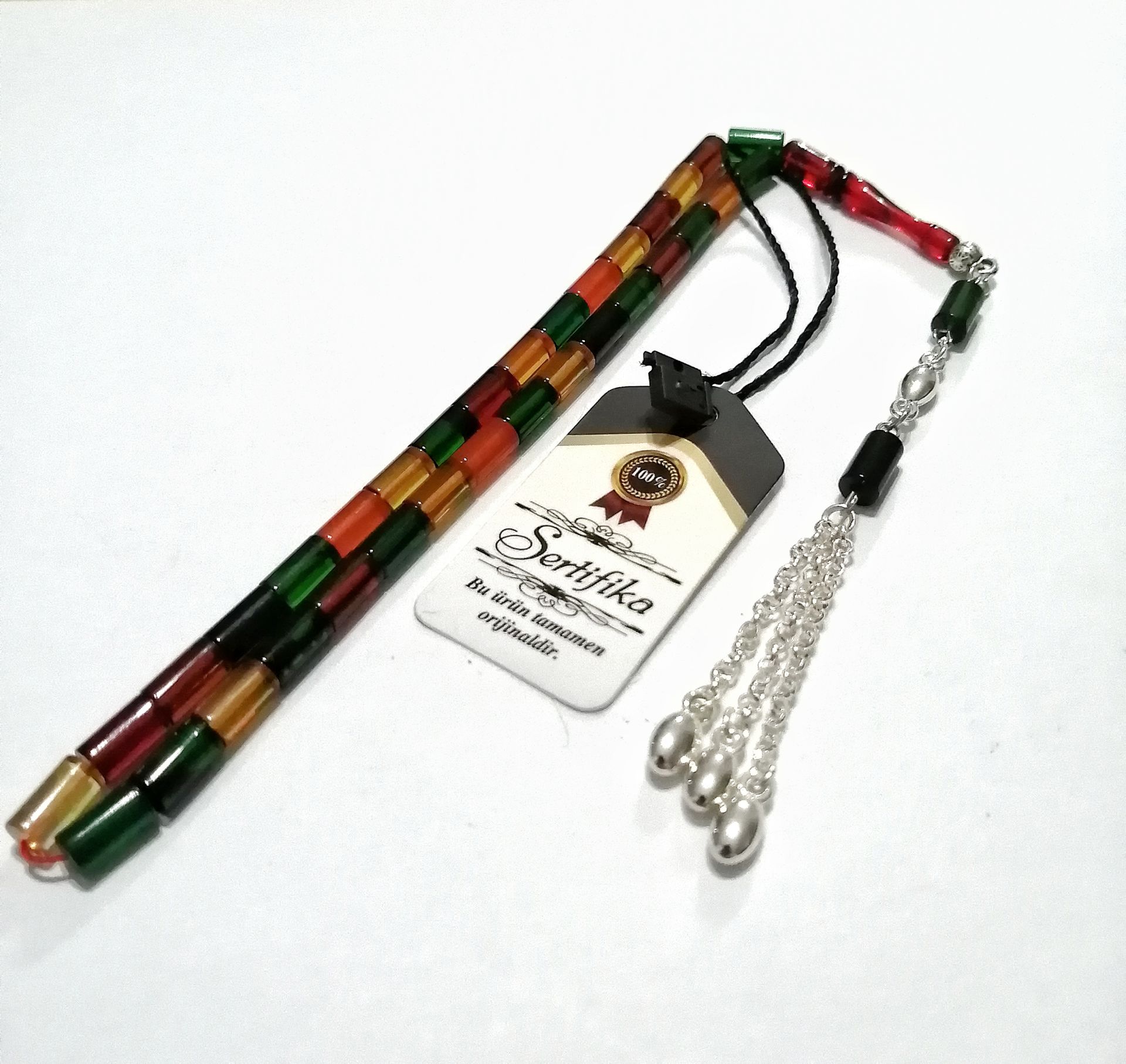 Gümüş Kaplama Alpaka Püsküllü Kesme Model Bonibon Tesbih