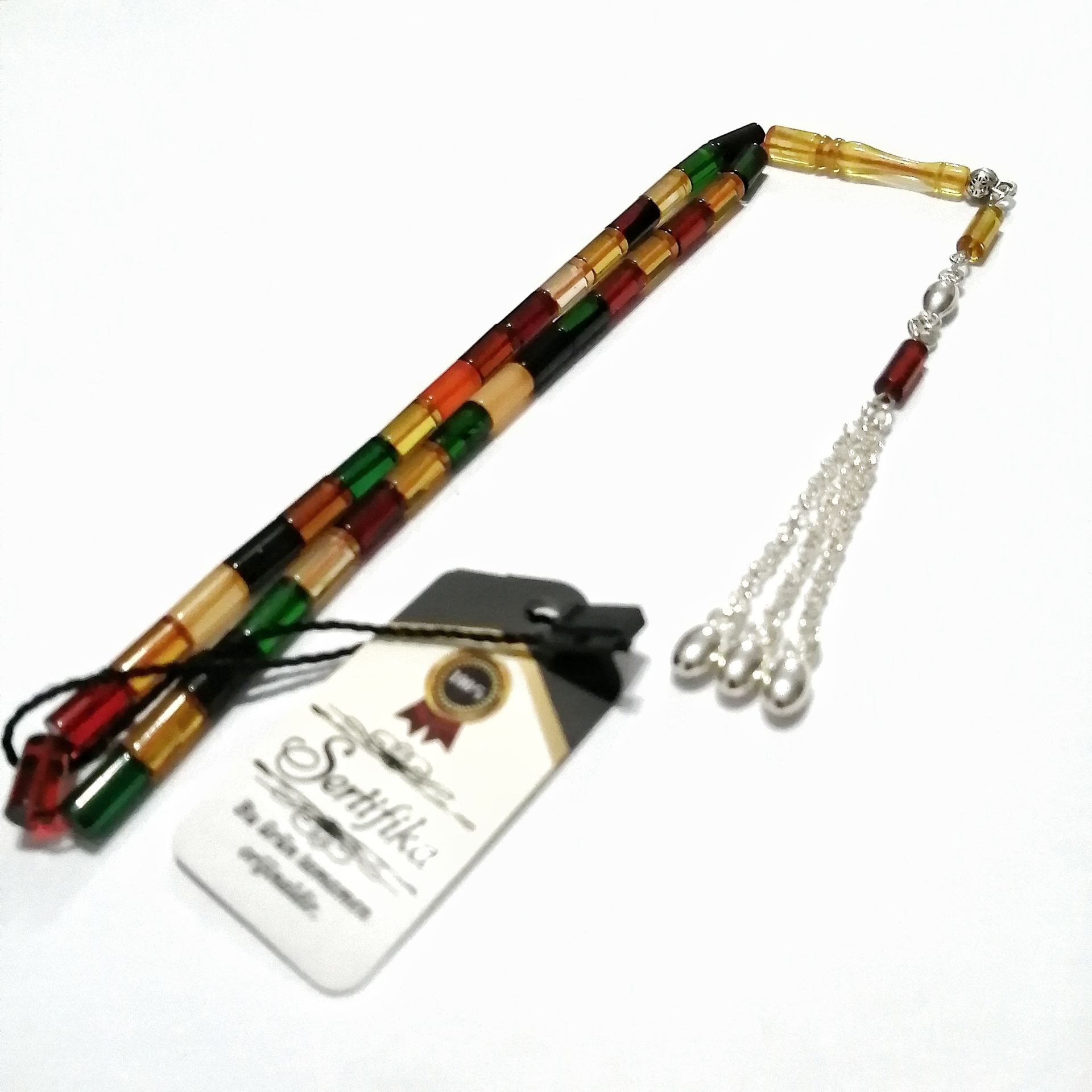 Gümüş Kaplama Alpaka Püsküllü Kesme Model Bonibon Tesbih