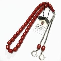 Gümüş Kaplama Alpaka Püsküllü Kapsül Kesim Çubuk Kehribar Tesbih