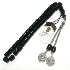 Gümüş Kaplama Alpaka Püsküllü Kapsül Kesim Çubuk Kehribar Tesbih