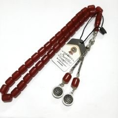 Gümüş Kaplama Alpaka Püsküllü Kapsül Kesim Çubuk Kehribar Tesbih