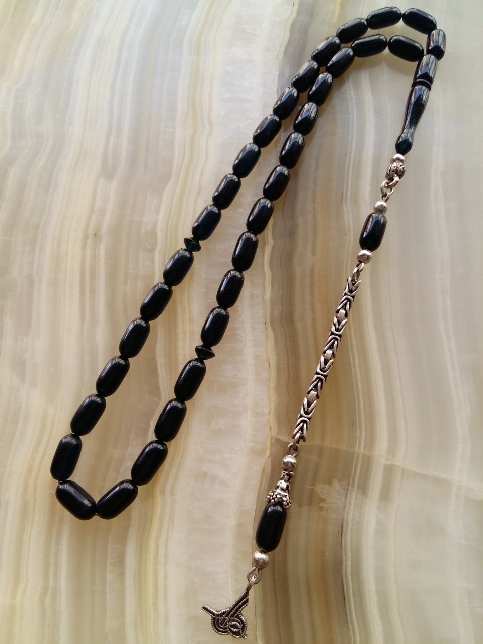 925 Ayar Gümüş Püsküllü Kapsül Kesim Yansımalı Ateş Kehribar Tesbih