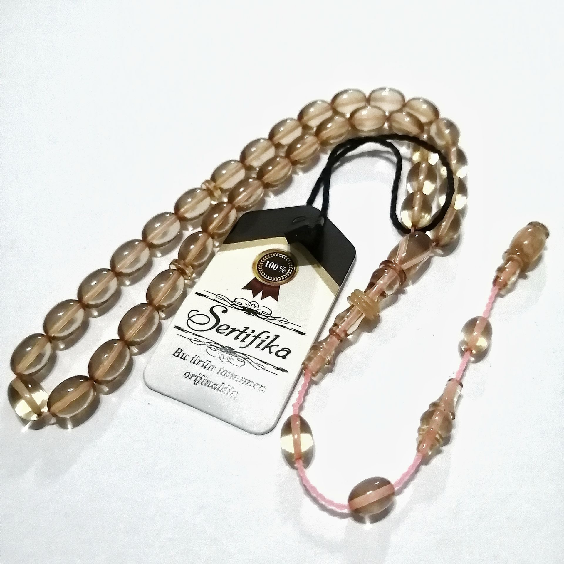 Sistem Püsküllü İmamesi Halkalı Beyzi Kesim Ateş Kehribar Tesbih