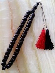 925 Ayar Gümüş Püsküllü Özel İşçilikli Atölye Yapımı Tekerlek Kesim Ateş Kehribar Tesbih