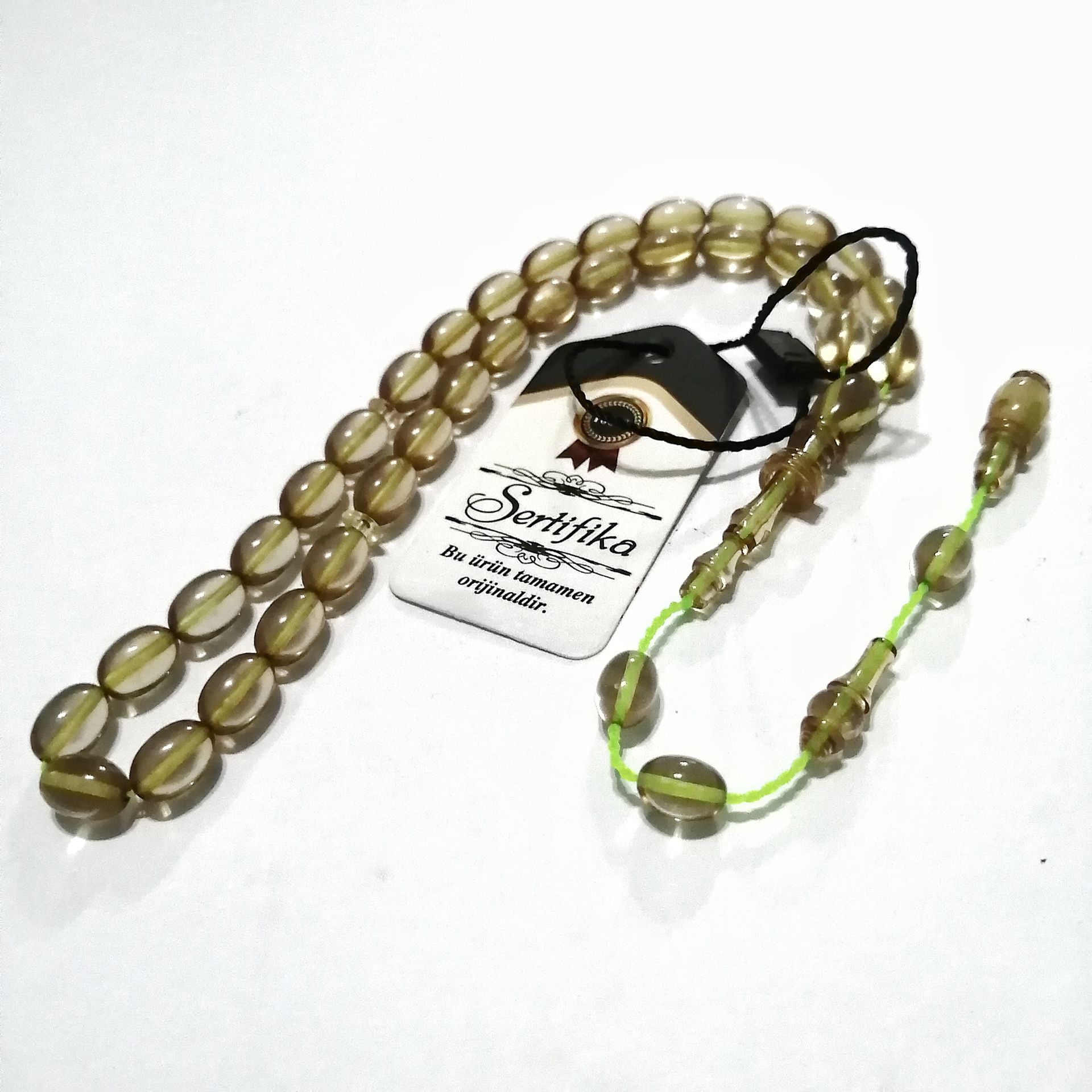 Sistem Püsküllü İmamesi Halkalı Beyzi Kesim Ateş Kehribar Tesbih