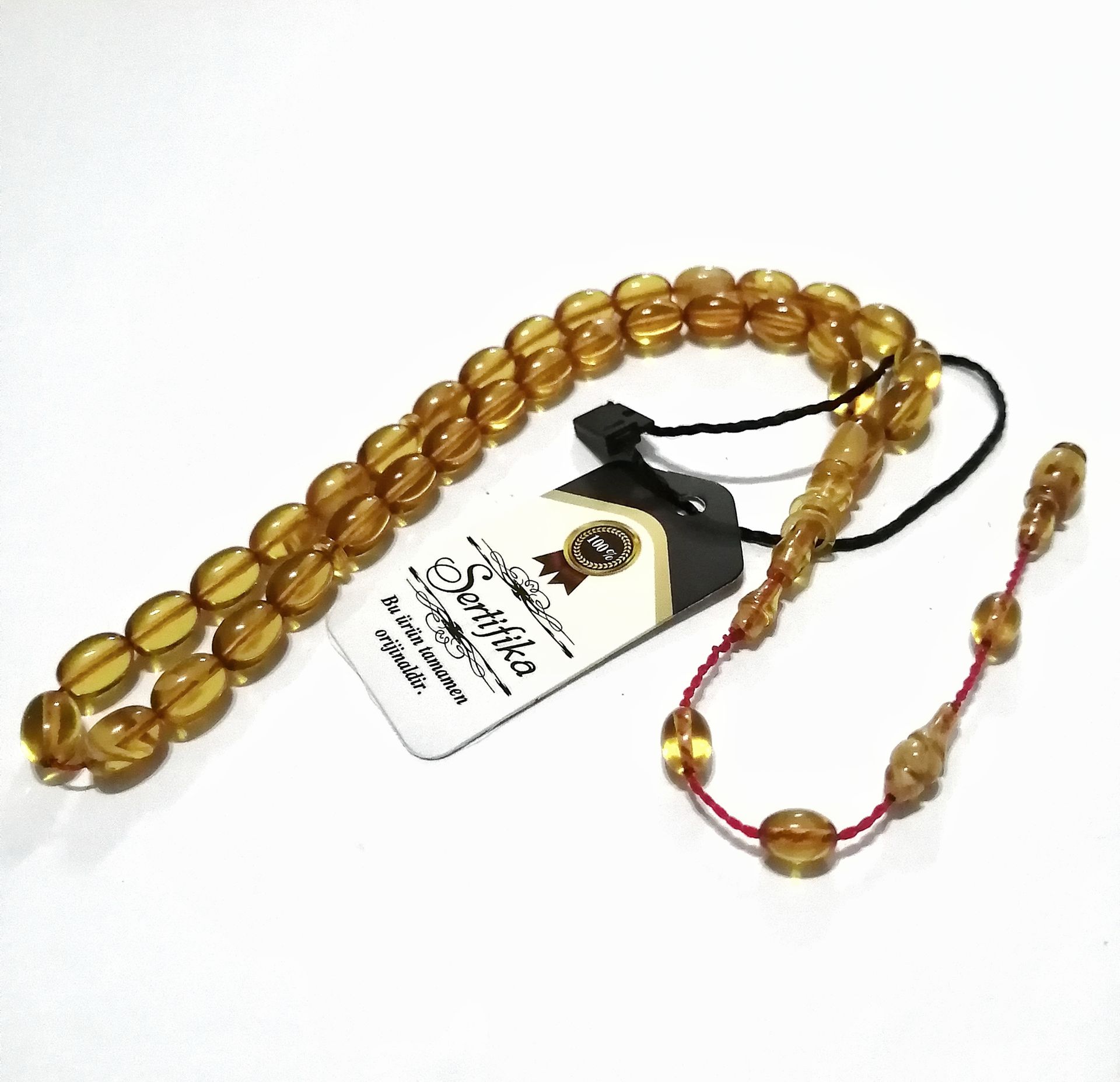 Sistem Püsküllü İmamesi Halkalı Beyzi Kesim Sıkma Kehribar Tesbih