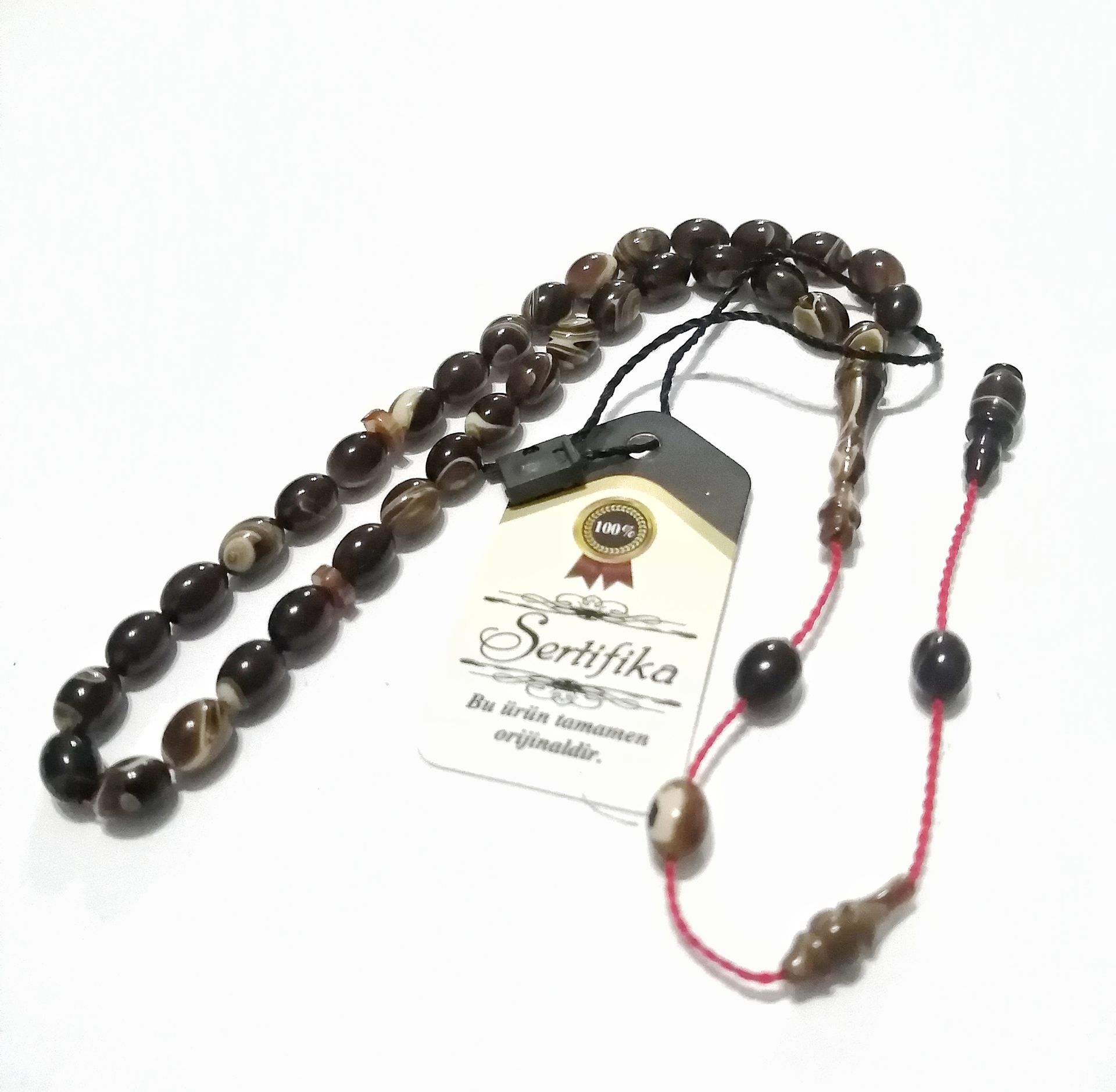 Sistem Püsküllü Beyzi Kesim Sıkma Kehribar Tesbih