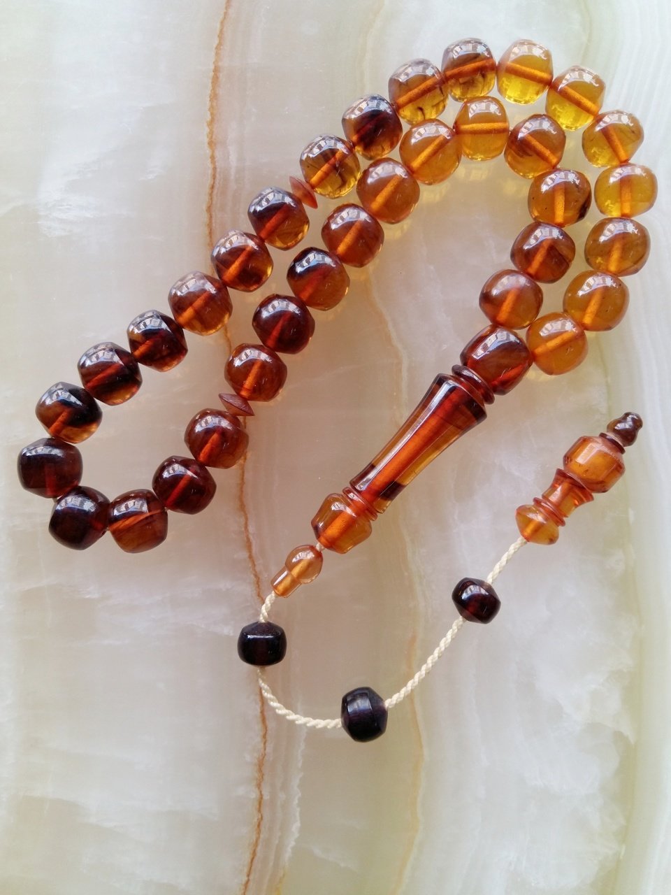 Sistemli Imamesi İşçilikli Kolleksiyonluk Ateş Kehribar Tesbih