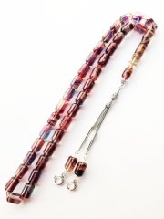 925 Ayar Gümüş Püsküllü İmamesi Halkalı Hatasız Uçlu Kapsül Kesim Hareli Sıkma Kehribar Tesbih