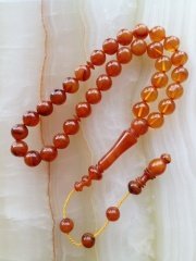 Sistemli Imamesi İşçilikli Kolleksiyonluk Ateş Kehribar Tesbih