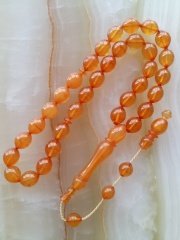 Sistemli Imamesi İşçilikli Kolleksiyonluk Tombul Beyzi Kesim Ateş Kehribar Tesbih