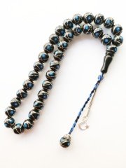 İp Püsküllü 925 Ayar Gümüş İşlemeli Küre Kesim Rustaşı Tesbih