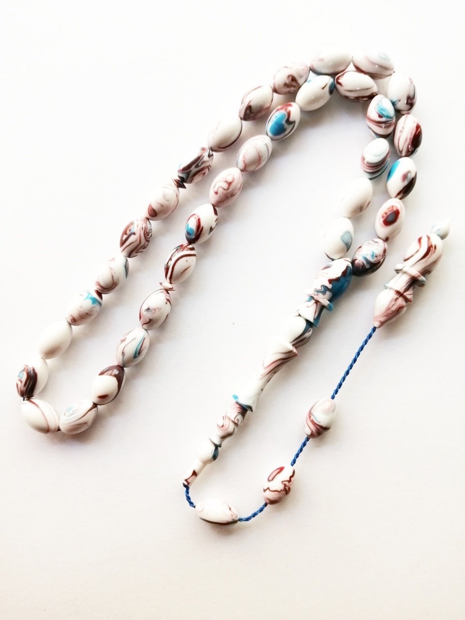 Sistem Püsküllü Özel İşçilikli Beyzi Kesim Arizona Firuze Tesbih