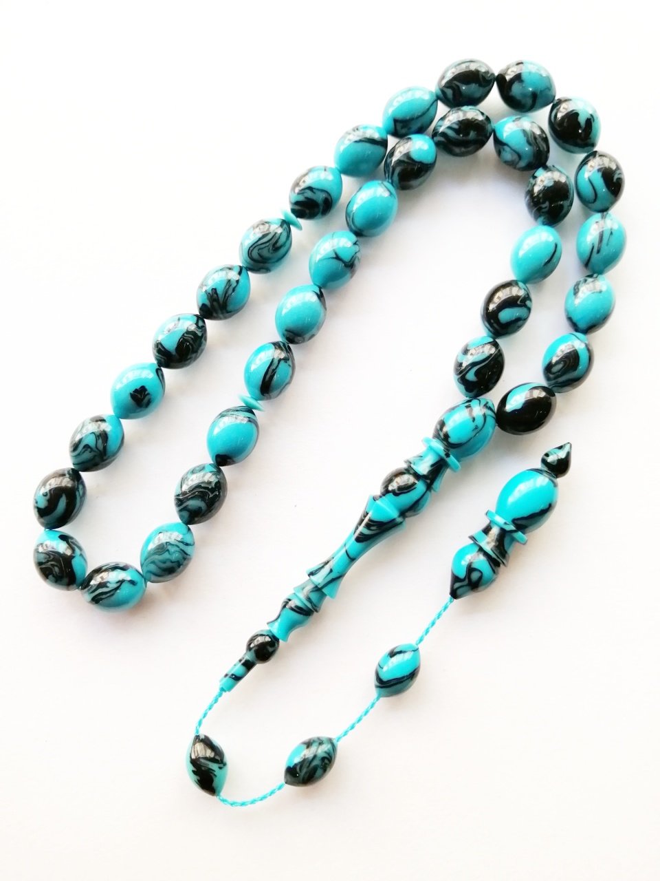 Sistem Püsküllü Özel İşçilikli Tombul Beyzi Kesim Arizona Firuze Tesbih