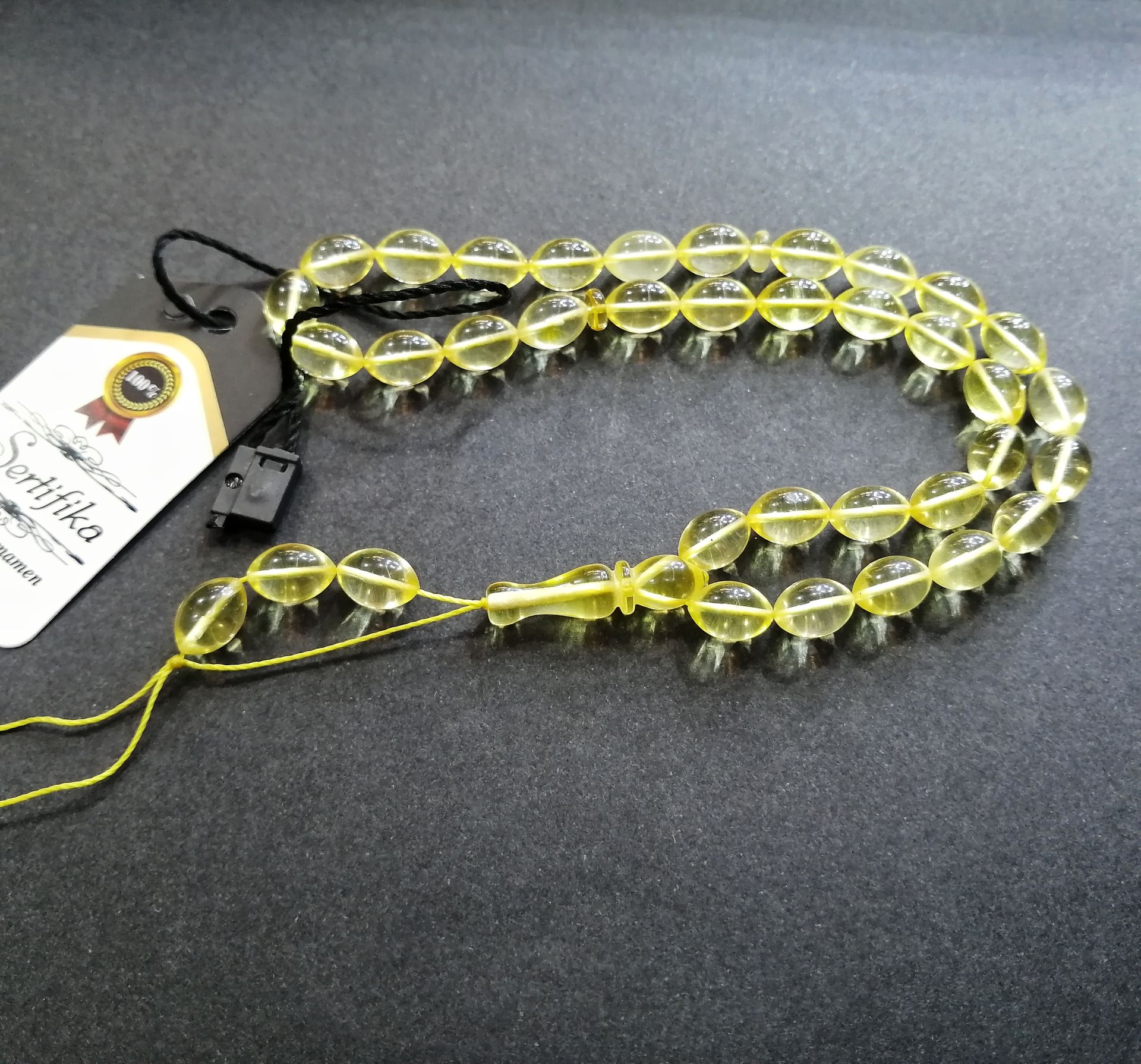 Şeffaf Damla Kehribar Tesbih