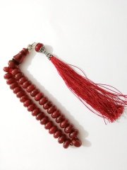 İp Püsküllü Basık Kesim Sıkma Kehribar Tesbih