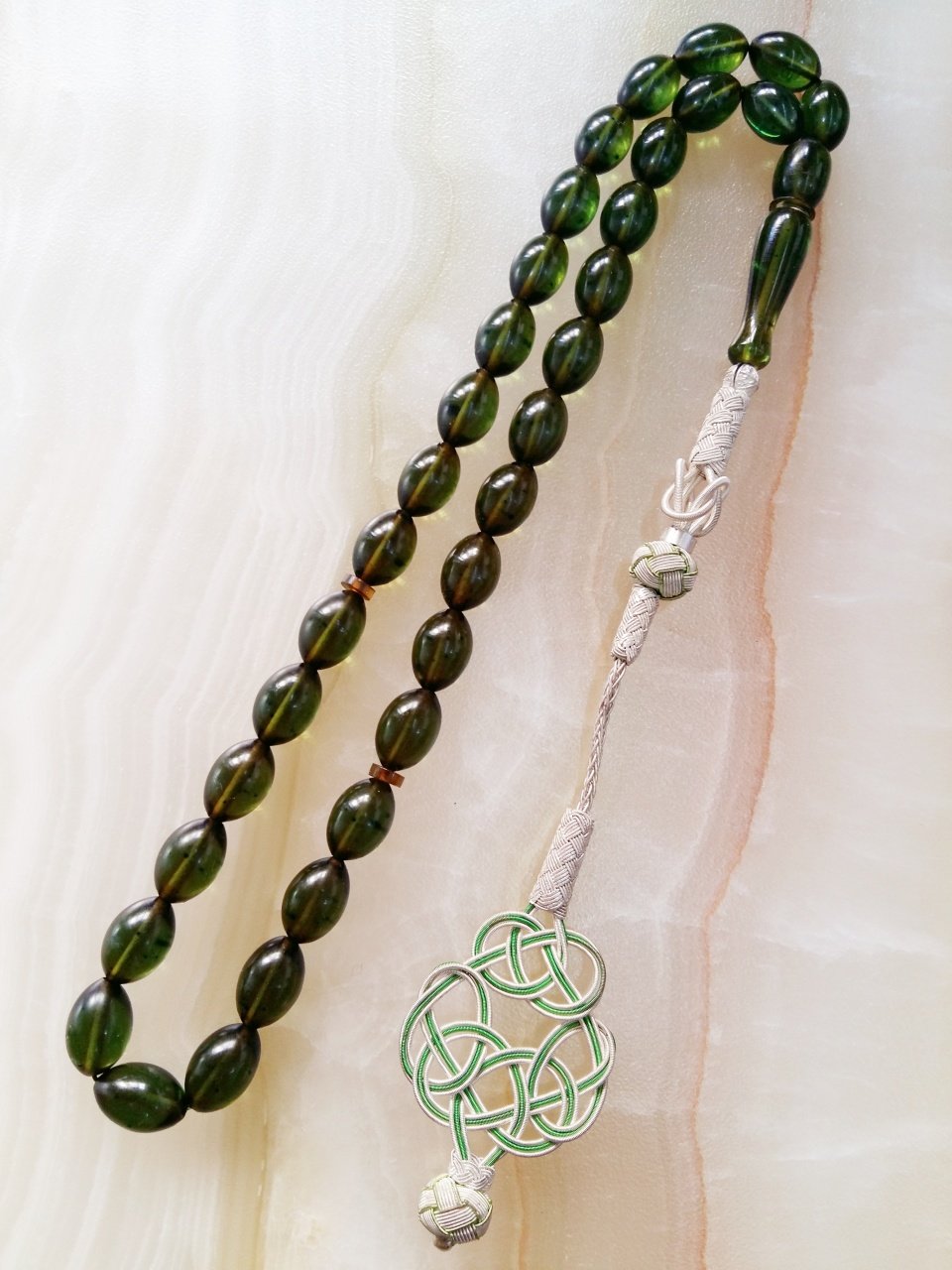 Kazaz Püsküllü Benekli Ateş Kehribar Tesbih