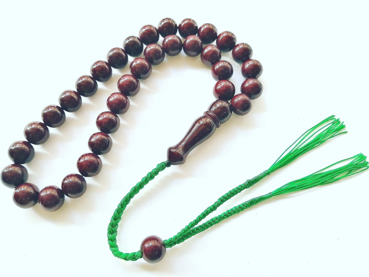 Özel Tasarım İp Püsküllü Küre Kesim Sıkma Kehribar Tesbih