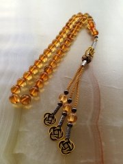 Özel İşçilikli Küre Kesim Ateş Kehribar Tesbih