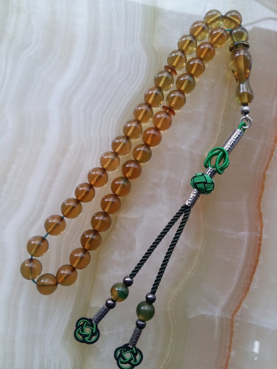 Kazaz Püsküllü Küre Kesim Koleksiyonluk Ateş Kehribar Tesbih