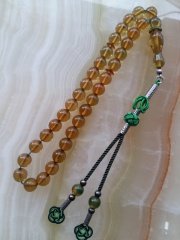 Kazaz Püsküllü Küre Kesim Koleksiyonluk Ateş Kehribar Tesbih